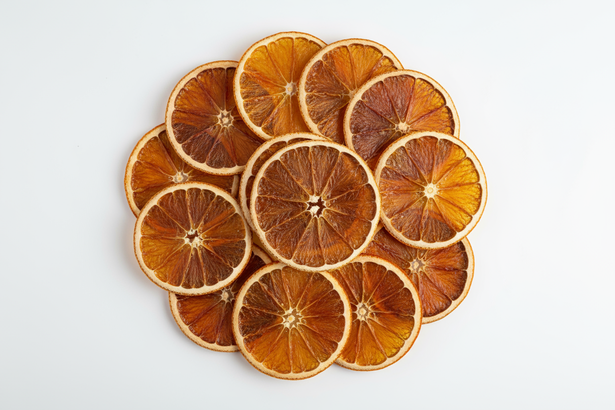 dried orange slices, elegant, professional shot, white background